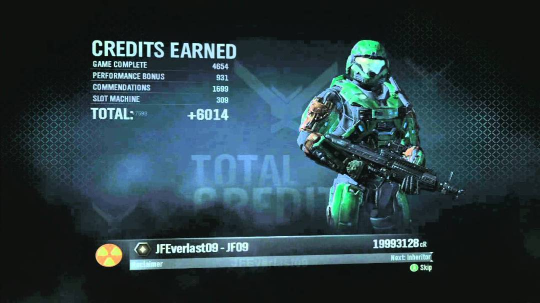 Sur Halo: Reach, toute la progression multijoueur tourne autour des "Crédits"